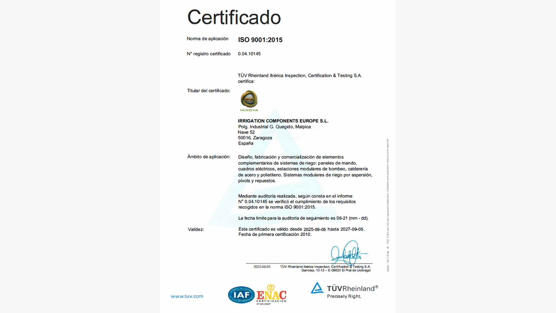Certificat ISO 9001 ICE_pc