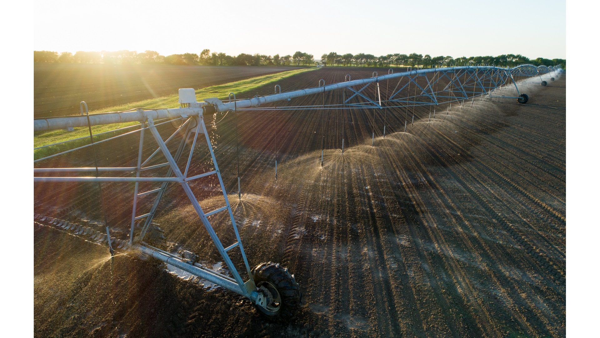 Center pivot irrigation system on field