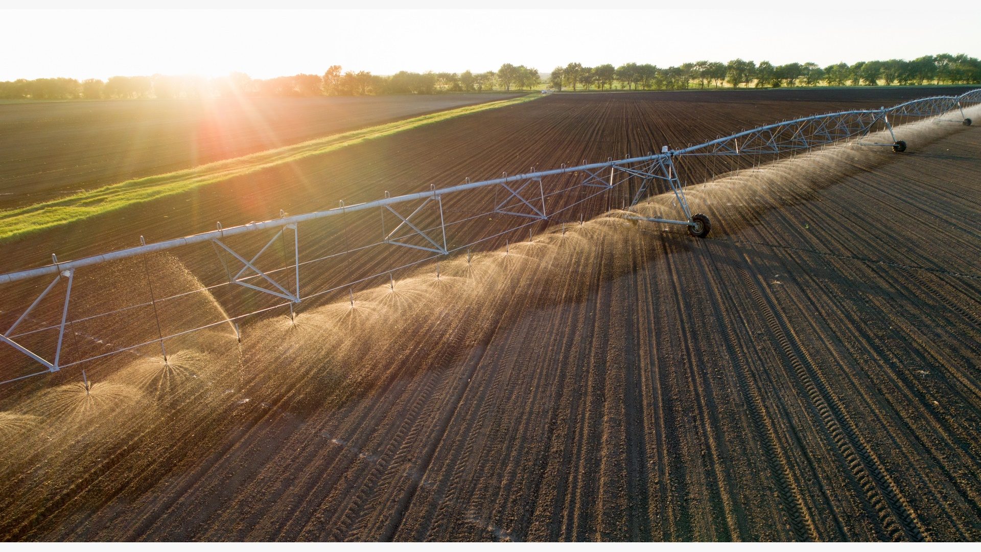 Center pivot irrigation system on field